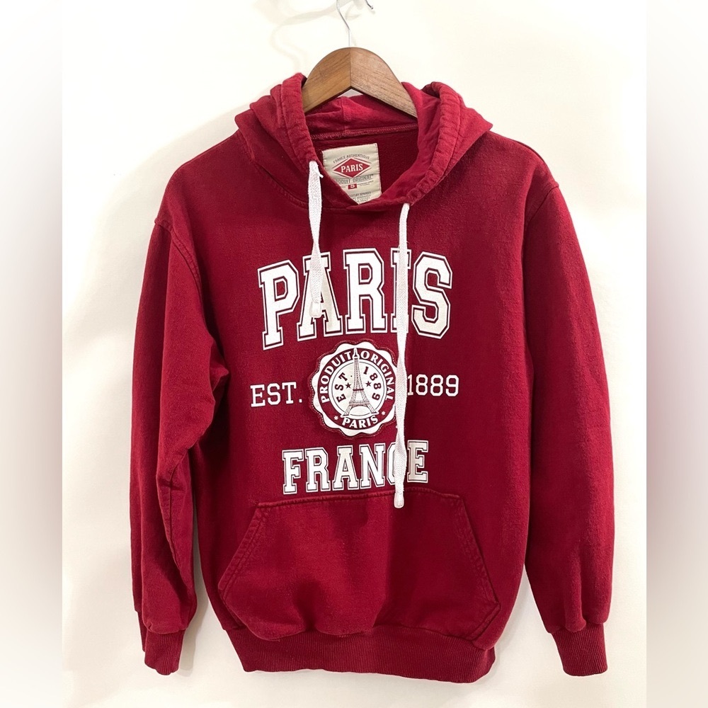 France Authentique Paris Est. 1889 Produit Original Women’s Sz S Red Hoodie